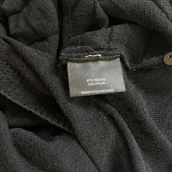 Eileen Fisher Black Tiered Viscose Nylon Cropped 3/4 Sleeve Cardigan Top Sz. XS - Picture 6 of 6